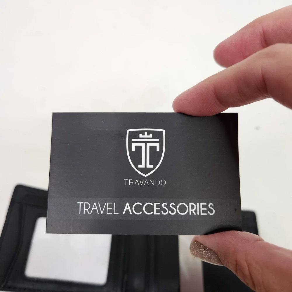 TRAVANDO Money Clip Wallet Mens Black Bifold Slim ID Window Travel Card Case